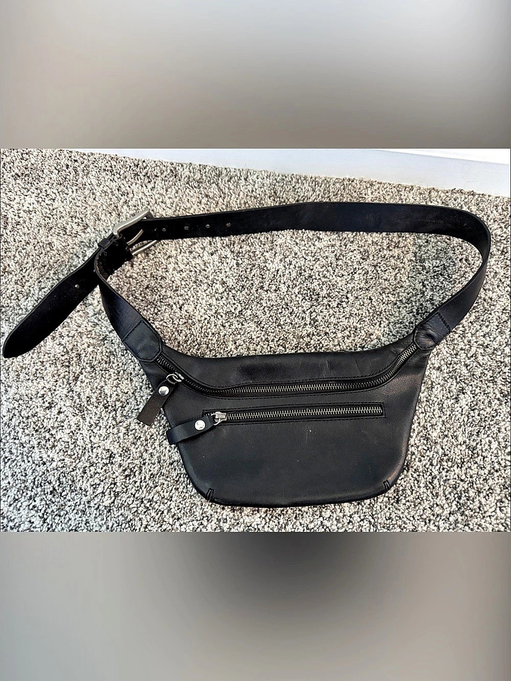 FRYE Leather Crossbody Belt Bag in Black